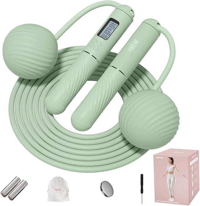 Cordless Weighted Jump Rope with Counter & LCD