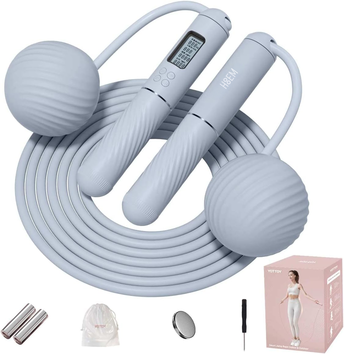Cordless Weighted Jump Rope with Counter & LCD