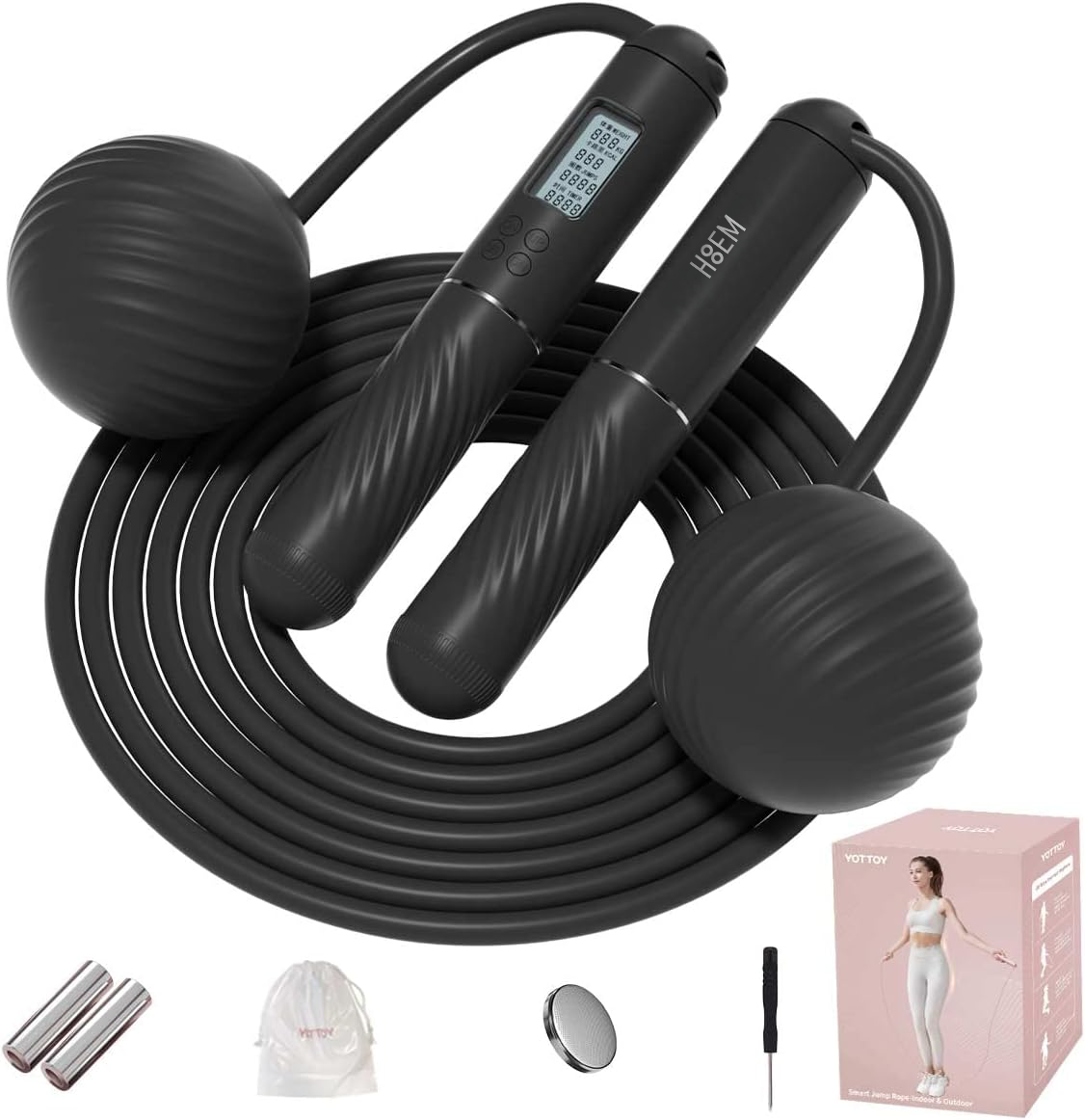 Cordless Weighted Jump Rope with Counter & LCD